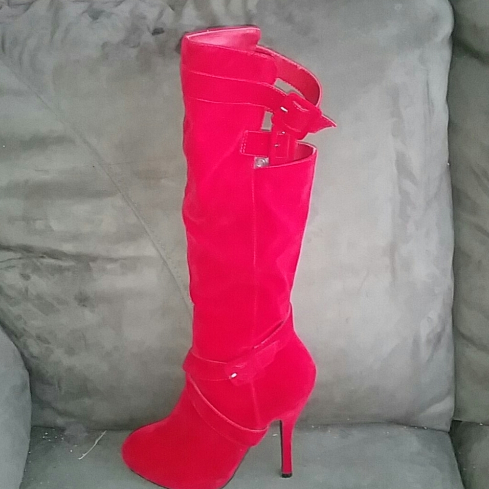 EUC Red Knee High Boots